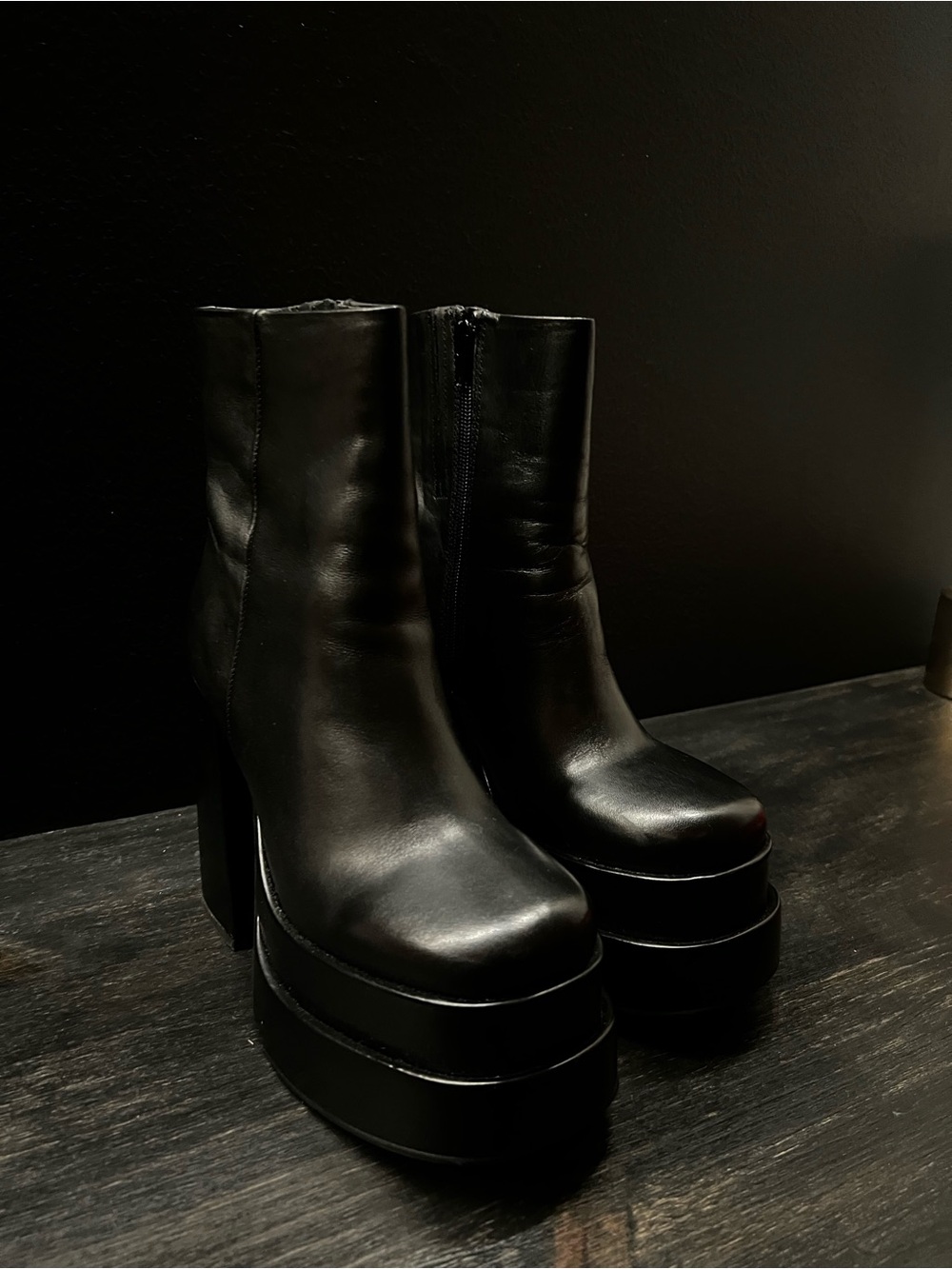 Steve Madden Black Platform Ankle Boots